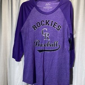 Colorado Rockies Majestic Threads Women’s Baseball Tee - Purple NWT